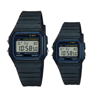 ست ساعت مچی دیجیتال زنانه و مردانه مدل کلاسیک تک زمانه بند پیو کرنوگراف کد A
