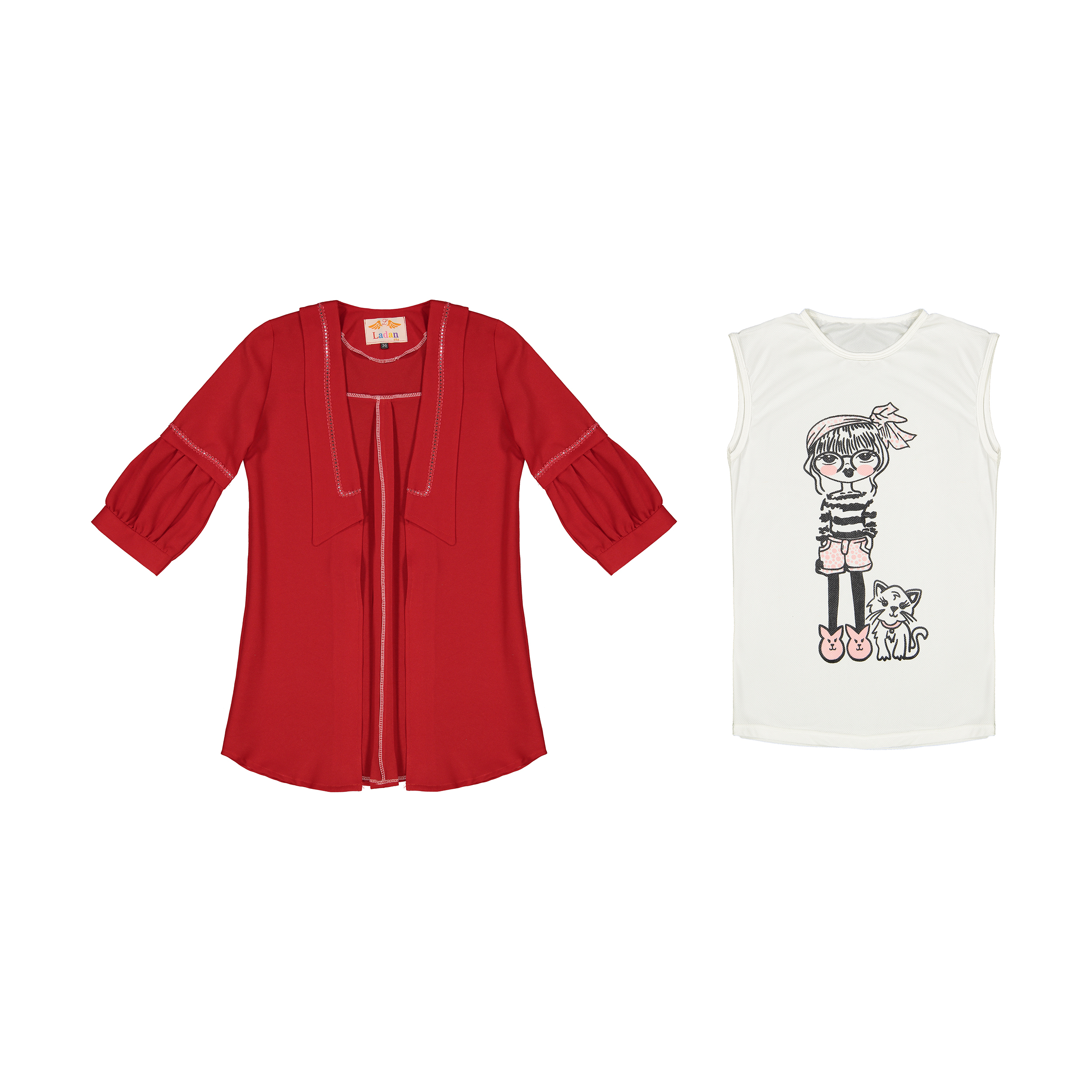 ست تونیک و مانتو دخترانه مدل 7809 کد 1108