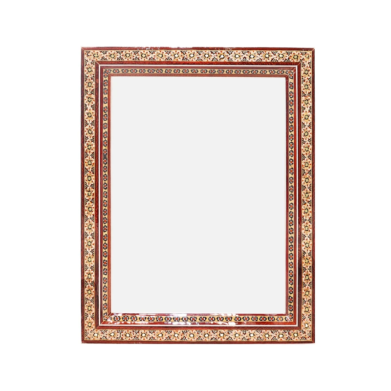 قاب عکس خاتم کاری چوبی صنایع دستی فاخر مدل سنتی طرح تک گل کد 30p23in2418