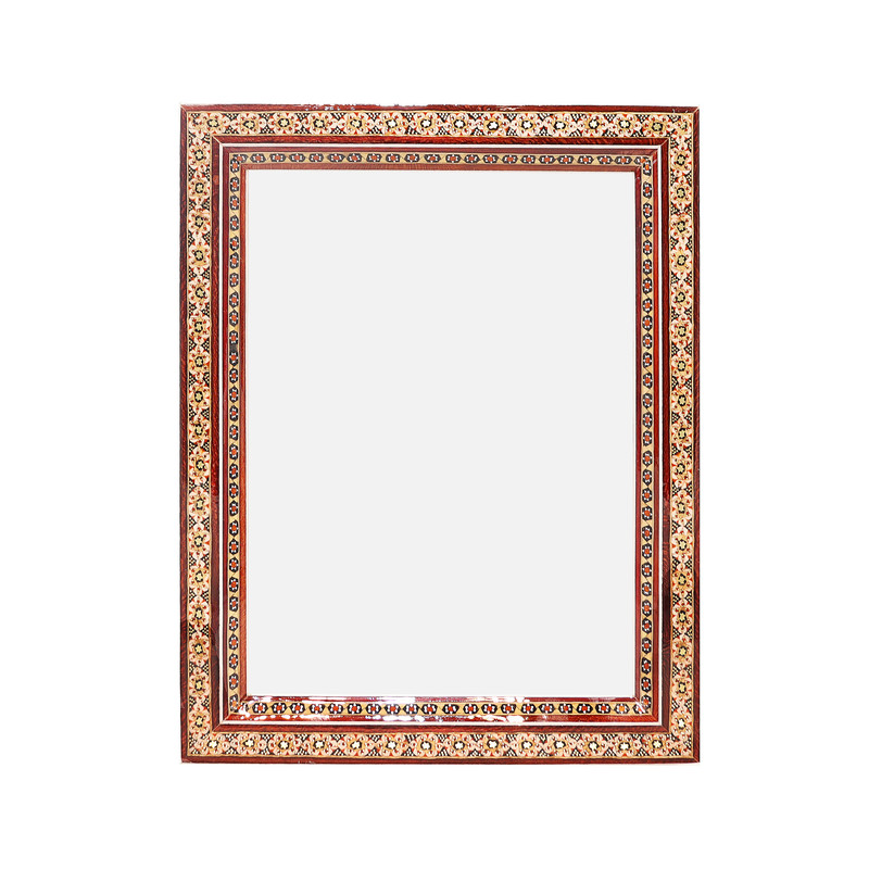 قاب عکس خاتم کاری چوبی صنایع دستی فاخر مدل سنتی طرح تک گل کد 30p23in2418