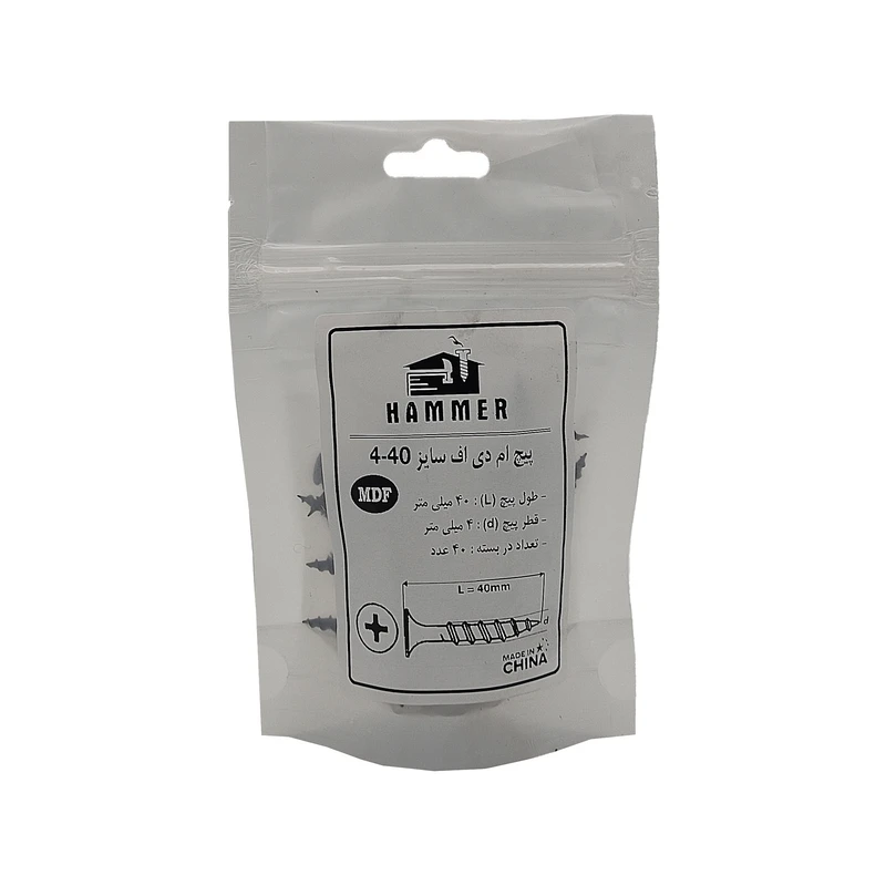 پیچ ام دی اف هامر مدل 4x40mm بسته 40 عددی