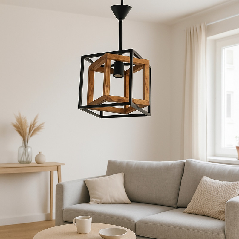 لوستر 1 شعله شاهان تک مدل wood10