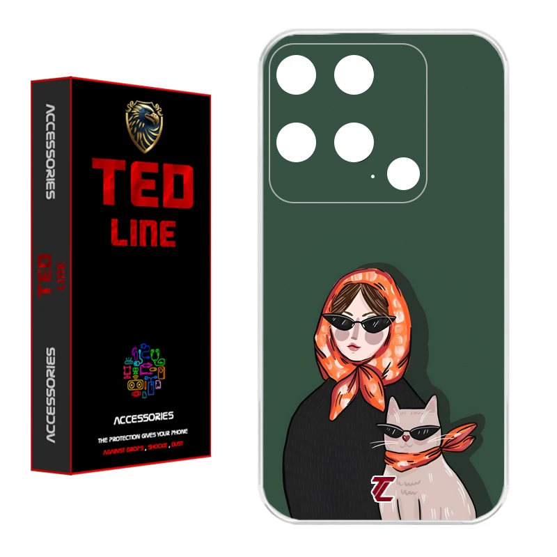 کاور تدلاین طرح دختر و گربه کد 1143 مناسب برای گوشی موبایل شیائومی Redmi 10C / Poco C40