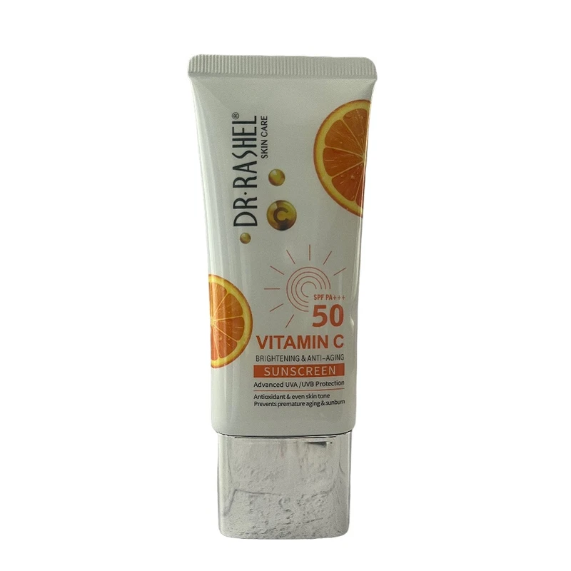 کرم ضد آفتاب بدون رنگ دکتر راشل SPF 50 مدل ویتامین سی ‌مناسب انواع پوست‌ حجم 50 میلی‌لیتر