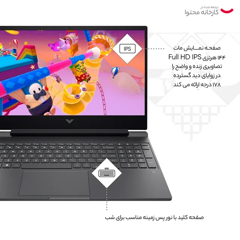 لپ تاپ 15.6 اینچی اچ پی مدل FB1013DX-15- R5 16GH 512SSD RTX2050- کاستوم شده