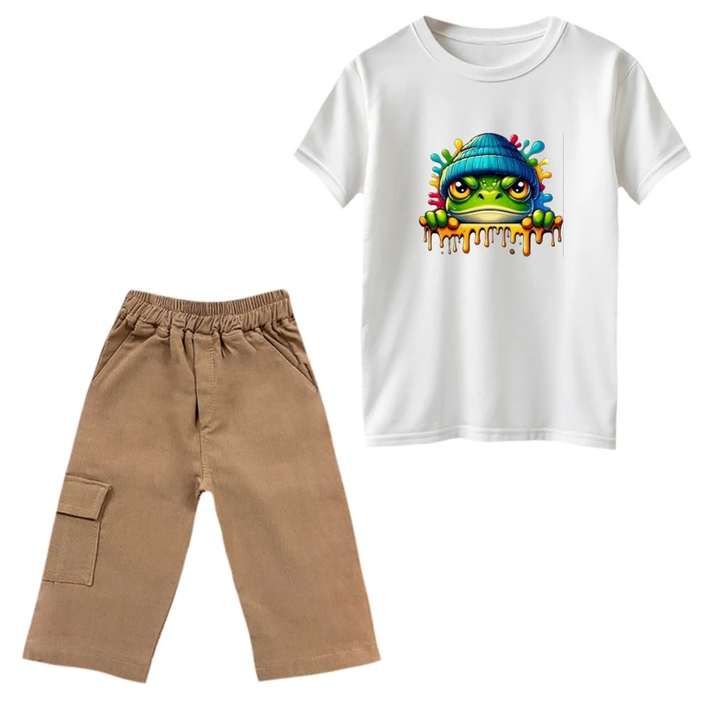 ست تی‌شرت و شلوارک پسرانه مدل قورباغه خشمگین