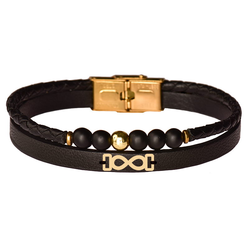 دستبند طلا 18 عیار مردانه کرابو طرح بینهایت مدل Kr102336