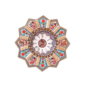 ساعت چوبی صنایع دستی اریسا مدل خاتم کاری