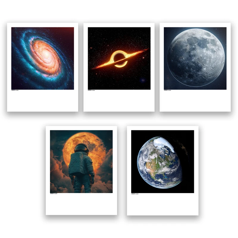 آویز تزیینی عرش مدل فانتزی فضا و کهکشان کد Asa1202 مجموعه پنج عددی