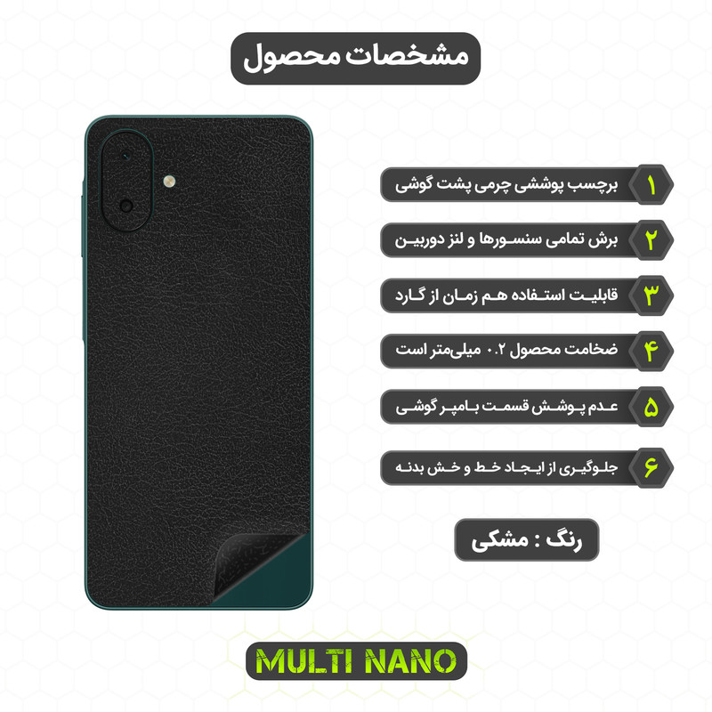 برچسب پوششی مولتی نانو طرح چرم مدل X-F1L مناسب برای گوشی موبایل سامسونگ Galaxy A07 4G