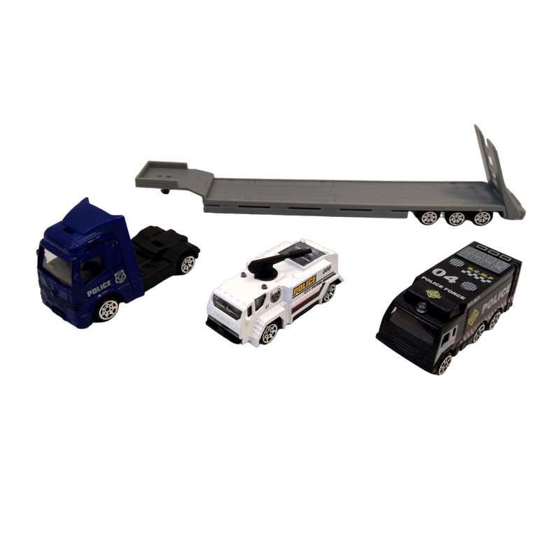ماشین بازی مدل تریلر پلیس کد 130P مجموعه سه عددی