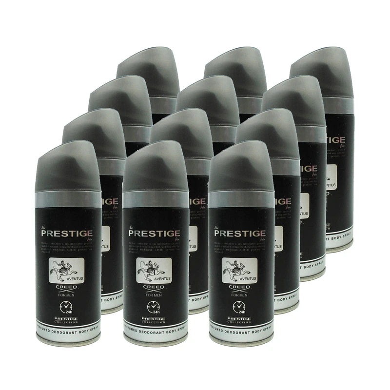 اسپری خوشبو کننده بدن مردانه پرستیژ مدل Creed aventus حجم 150میلی لیتر مجموعه 12 عددی