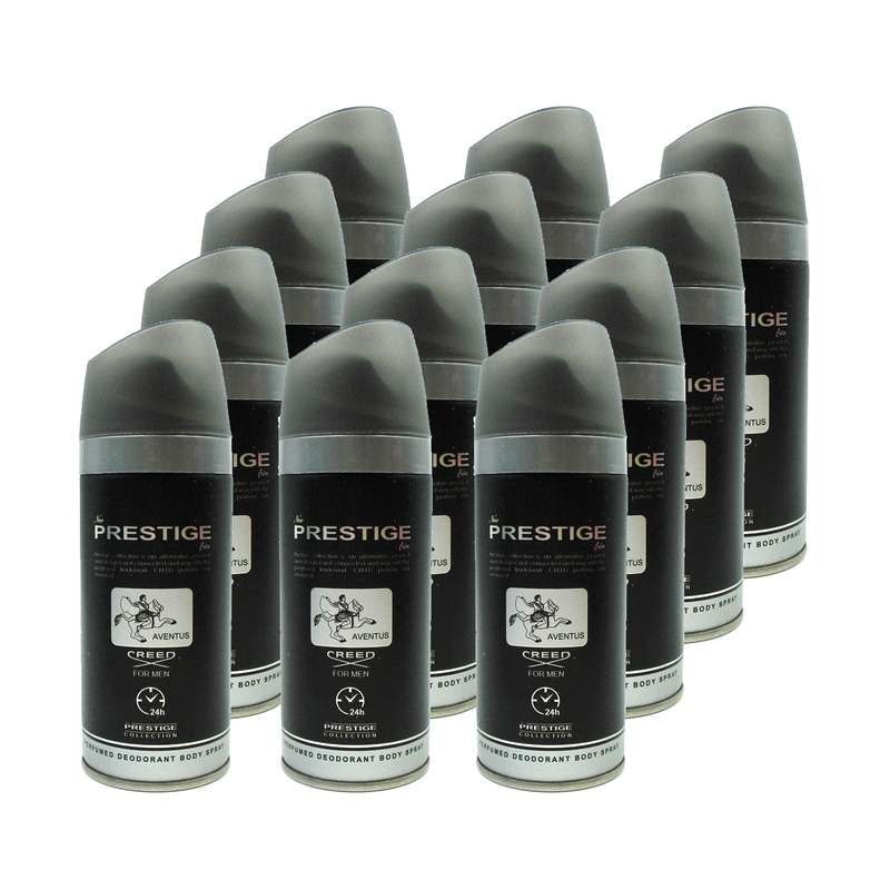 اسپری خوشبو کننده بدن مردانه پرستیژ مدل Creed aventus حجم 150میلی لیتر مجموعه 12 عددی