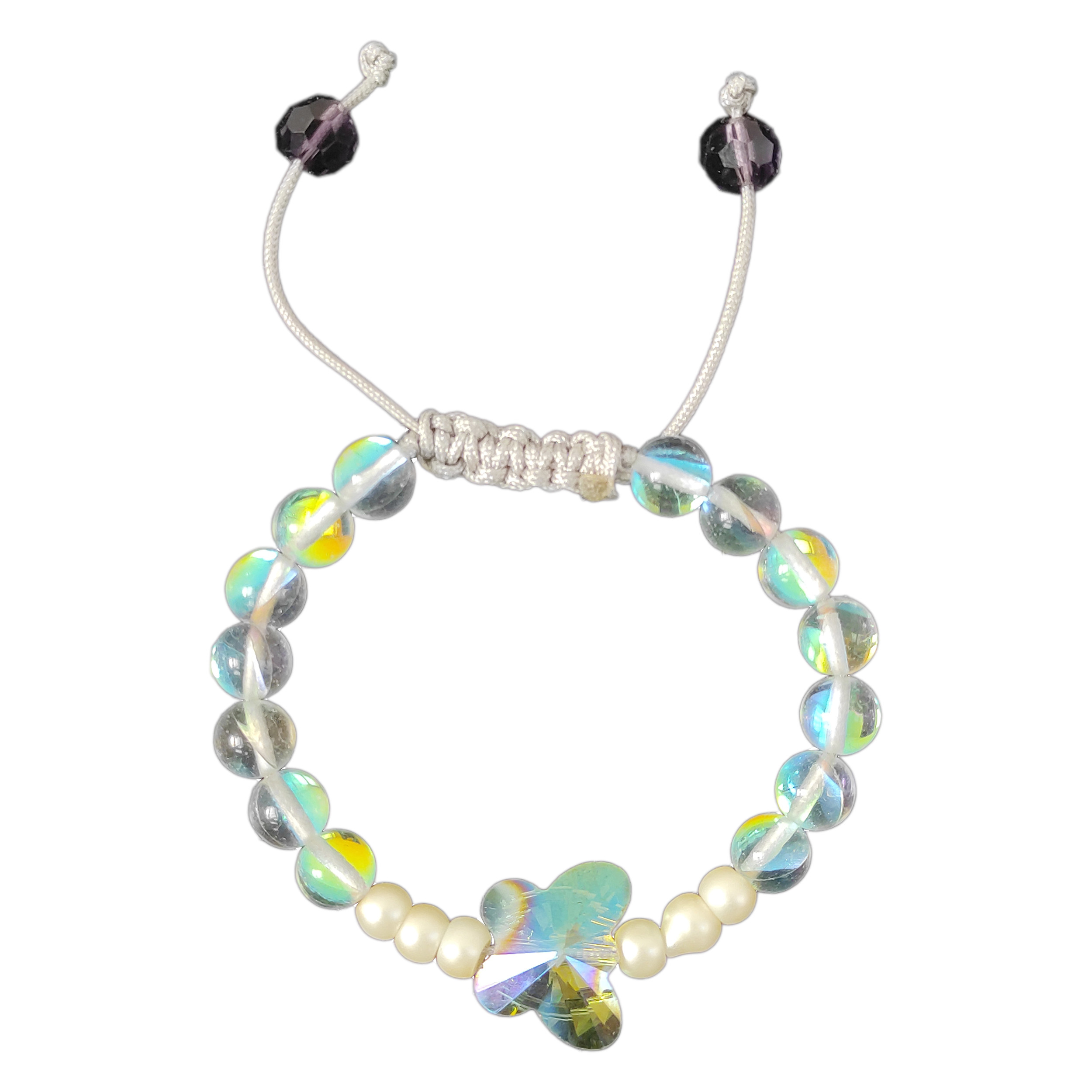 دستبند دخترانه مدل سنگ و پروانه کریستال دستبند دخترانه مدل سنگ و پروانه کریستال