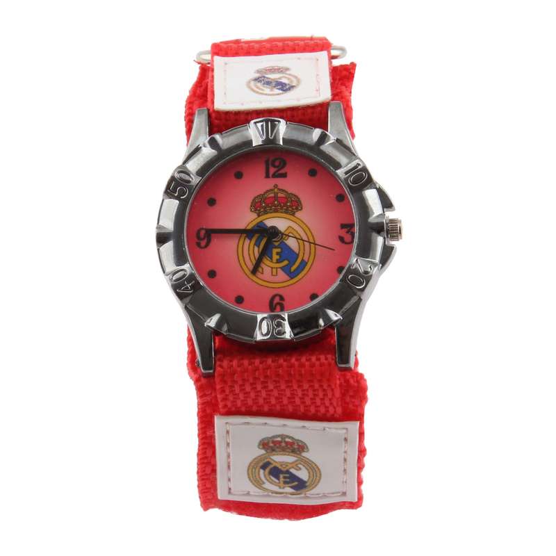 ساعت  مچی عقربه ای پسرانه مدل ورزشی بند کتان چسبی طرح رئال مادرید کد WHK_097