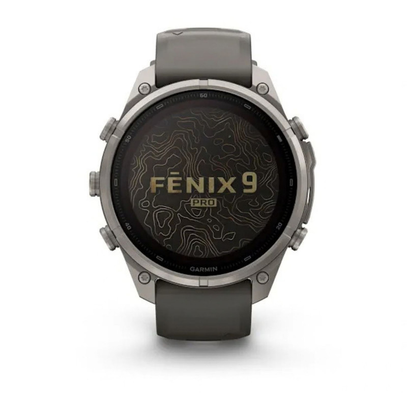 ساعت هوشمند 47 میلی‌متری گارمین مدل Fenix 9 Pro Solar با بند سیلیکونی، سازگار با گوشی‌های هوشمند اندروید و iOS، نسخه مجهز به تکنولوژی inReach