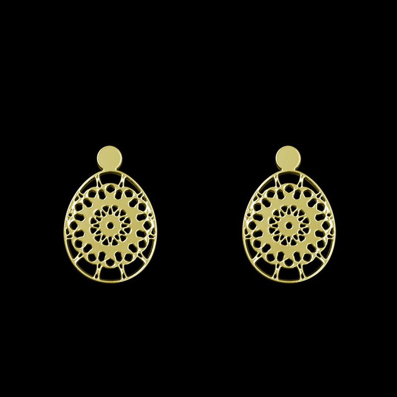 گوشواره طلا 18 عیار زنانه مدوپد مدل هندسی کد GA1-13690