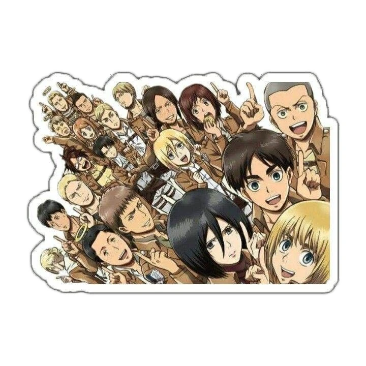استیکر لپ تاپ و موبایل گوفی طرح انیمه اتک تایتان مدل عکس دست جمعی