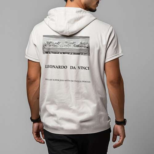 تی شرت کلاه دار مردانه مدل 14020826b رنگ سفید