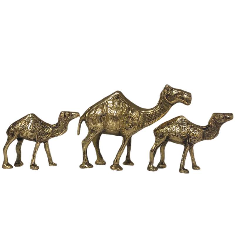 مجسمه برنجی طرح شتر مجموعه 3 عددی