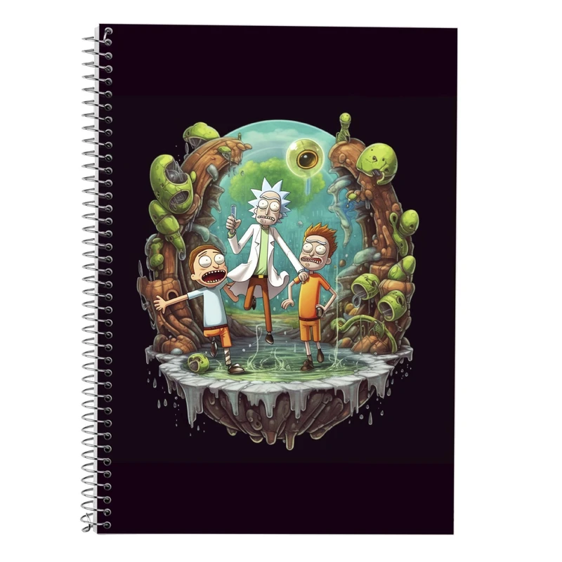 دفتر زبان 50 برگ مدوپد مدل دوخط طرح ریک اند مورتی rick&morty کد DF10875