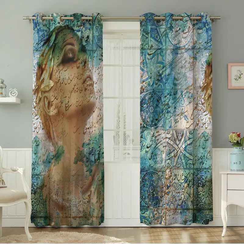 پرده نیروانا طرح چهره مدل مخمل کد 5154 سایز 140×280 سانتی متر