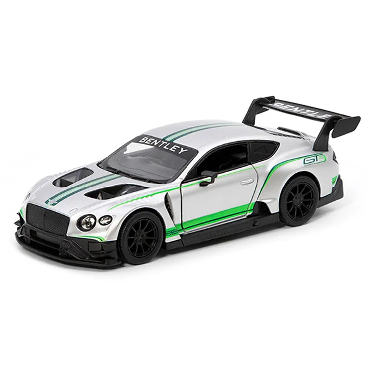 ماشین بازی کینزمارت مدل Bentley Continental GT3 اسپرت مقیاس 1:38 با بدنه فلزی، عقب‌کش و درب‌های بازشو