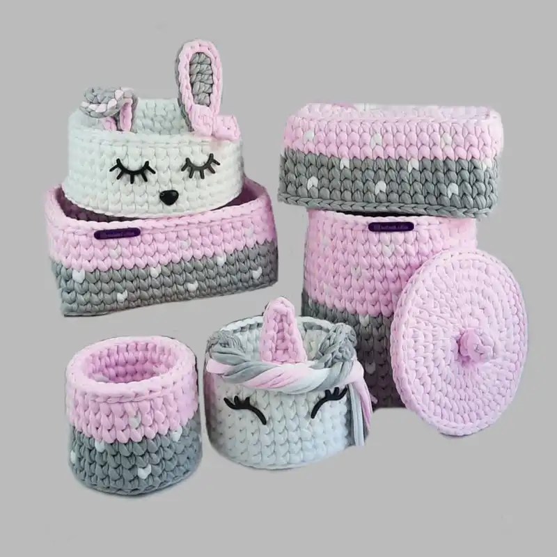 سبد قلاب بافی تریکو طرح سیسمونی کودک کد 111 مجموعه 6 عددی