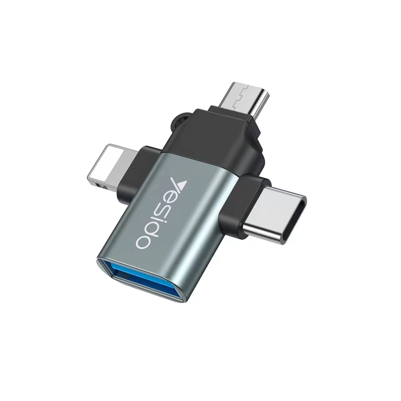 مبدل USB-C-MicroUSB-لایتنینگ OTG یسیدو مدل GS15