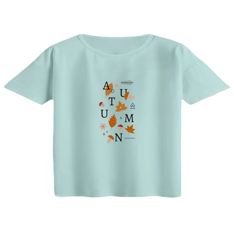 کراپ تی‌شرت آستین کوتاه زنانه مدل پاییز کد 02