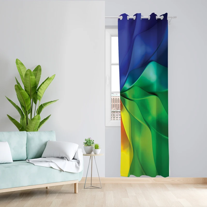 پرده طرح رنگی مدل مخمل پانچی کد L 1398R Z سایز 140x200 سانتی متر