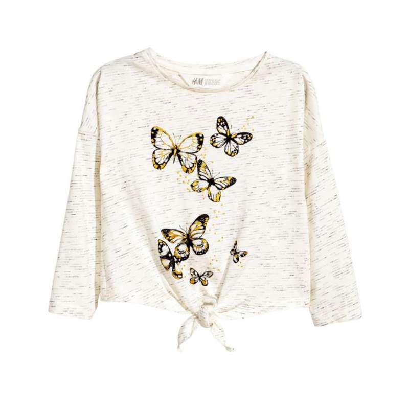 تی شرت آستین بلند دخترانه اچ اند ام کد 1653