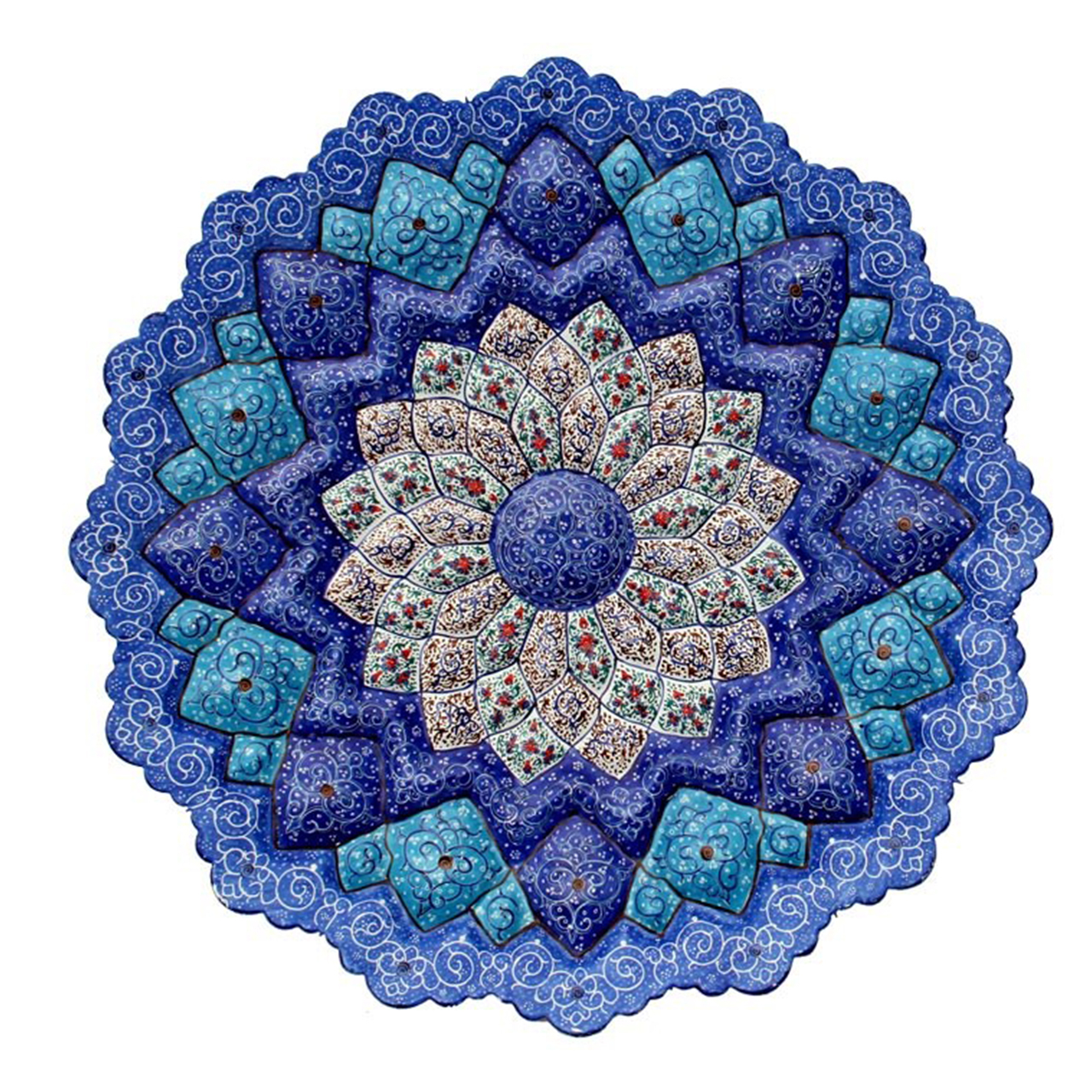 بشقاب میناکاری گالری مند کد MN65 قطر 35 سانتی متر