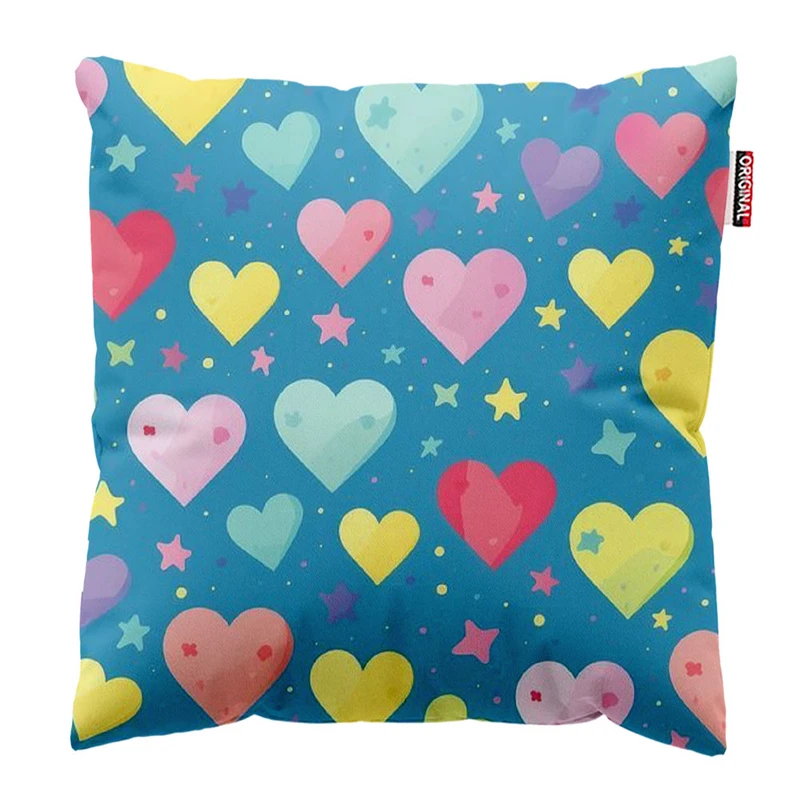 کوسن پاد آفرین طرح قلب های رنگی کد 3244 سایز 30*30 سانتی متر