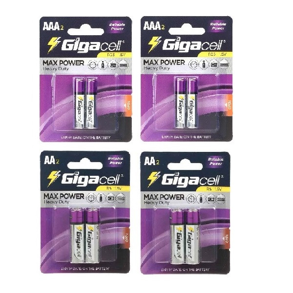 باتری قلمی و نیم قلمی گیگاسل مدل Max Power بسته 8 عددی