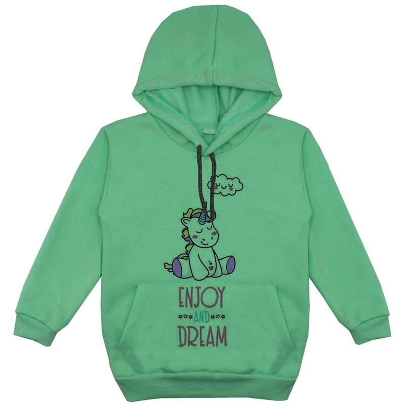 هودی دخترانه مدل تکشاخ F153 رنگ سبز