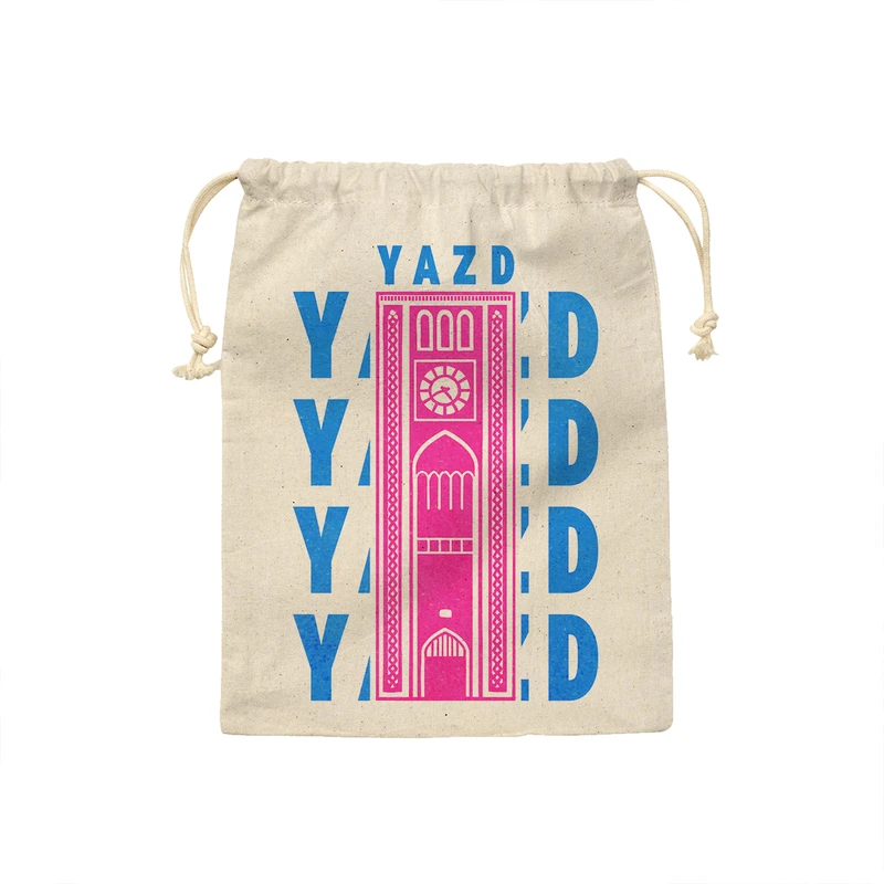 کیسه نان و سبزی ترمه طراحان ایده مدل نماد برج ساعت یزد کد map0138 - M سایز 23x33 سانتی متر