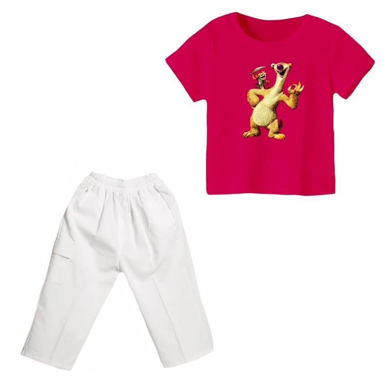 ست تی شرت و شلوارک دخترانه مدل عصر یخبندان کد ۵