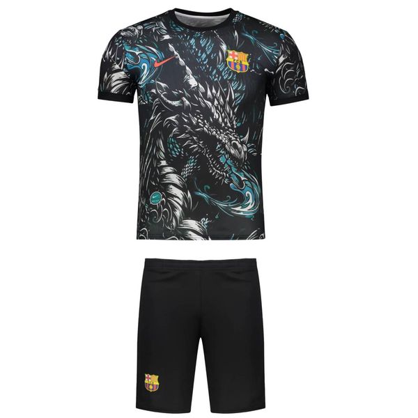ست تی‌شرت و شلوارک ورزشی پسرانه مدل دراگون طرح بارسلونا mb