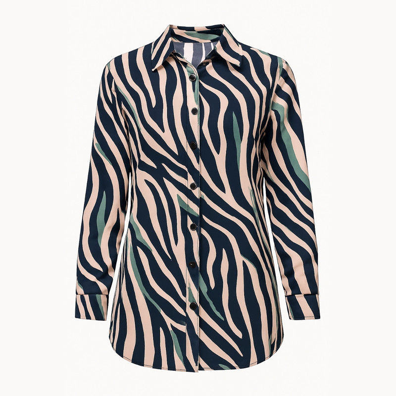 شومیز آستین بلند یقه برگردان زنانه مدل 112395