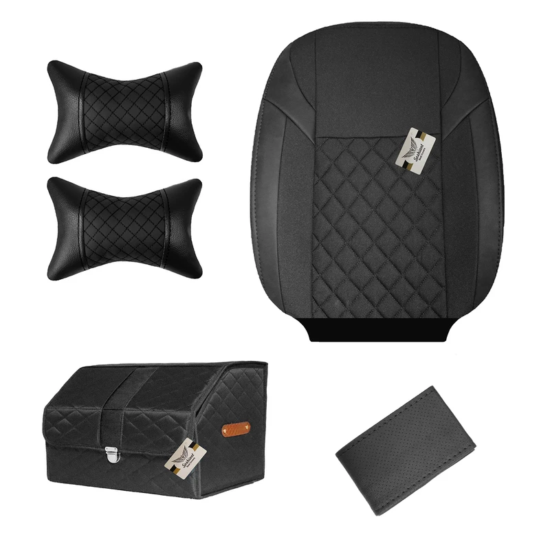 روکش صندلی خودرو سوشیانت مدل گندم مناسب برای پراید صبا به همراه پشت گردنی و باکس صندوق و دورفرمان