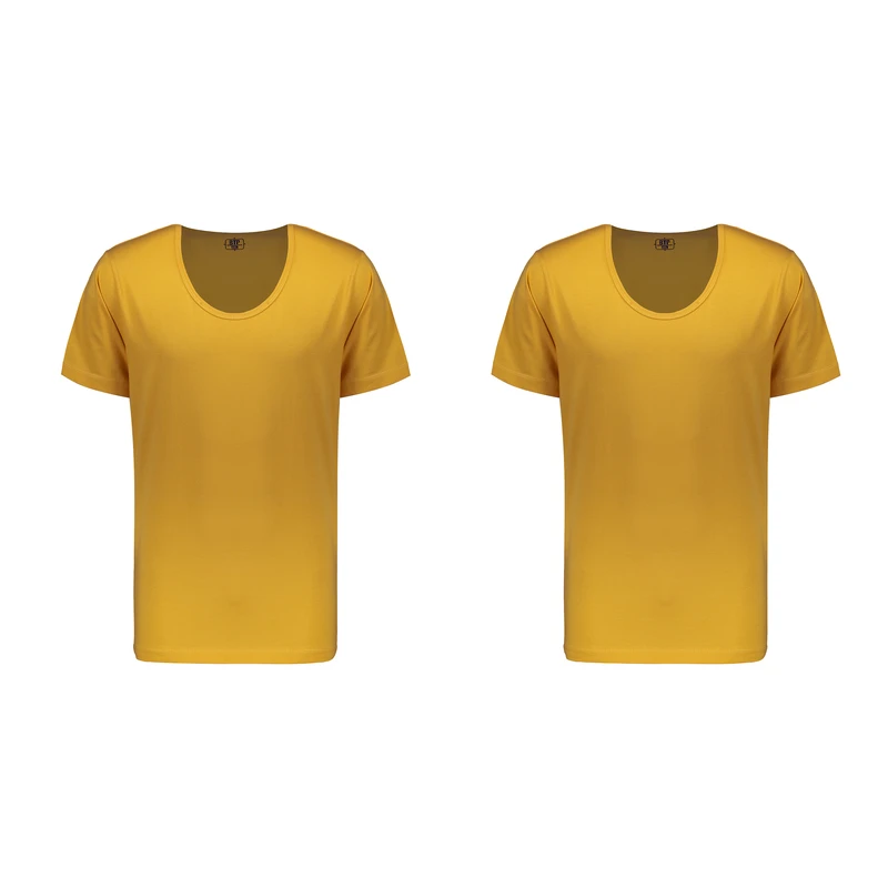 زیرپوش آستین دار مردانه برهان تن پوش مدل 02-16 رنگ خردلی بسته 2 عددی