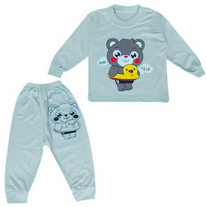 ست تی شرت و شلوار بچگانه مدل خرس و اردک کد Tu7 رنگ طوسی