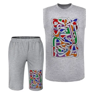 ست تاپ و شلوارک راحتی مردانه مدل A472 رنگ طوسی