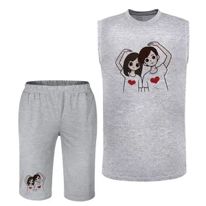 ست تاپ و شلوارک زنانه کد L08 رنگ طوسی