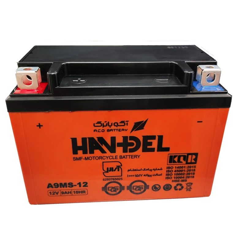 باتری موتورسیکلت 12 ولت 9 آمپر هندل مدل a9ms-12