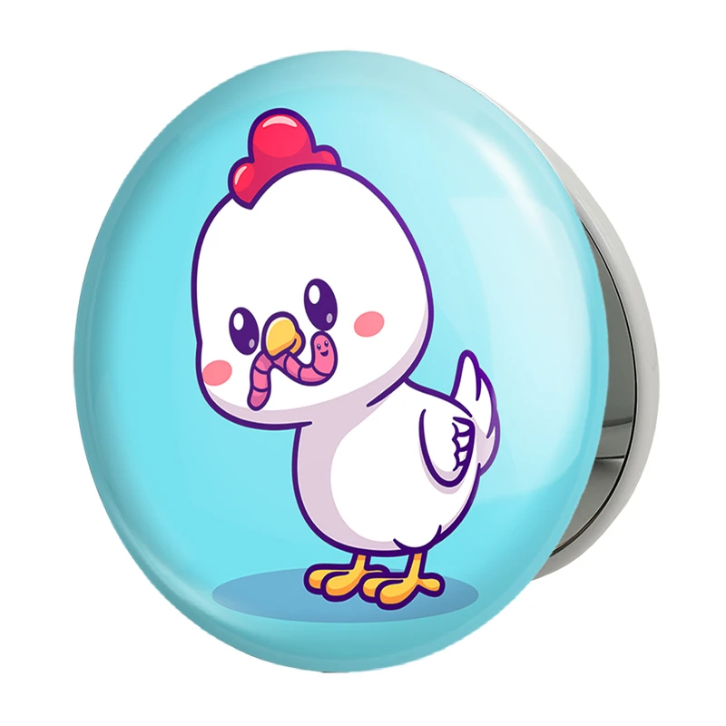 آینه جیبی خندالو طرح حیوانات بامزه خروس مدل تاشو کد 29673