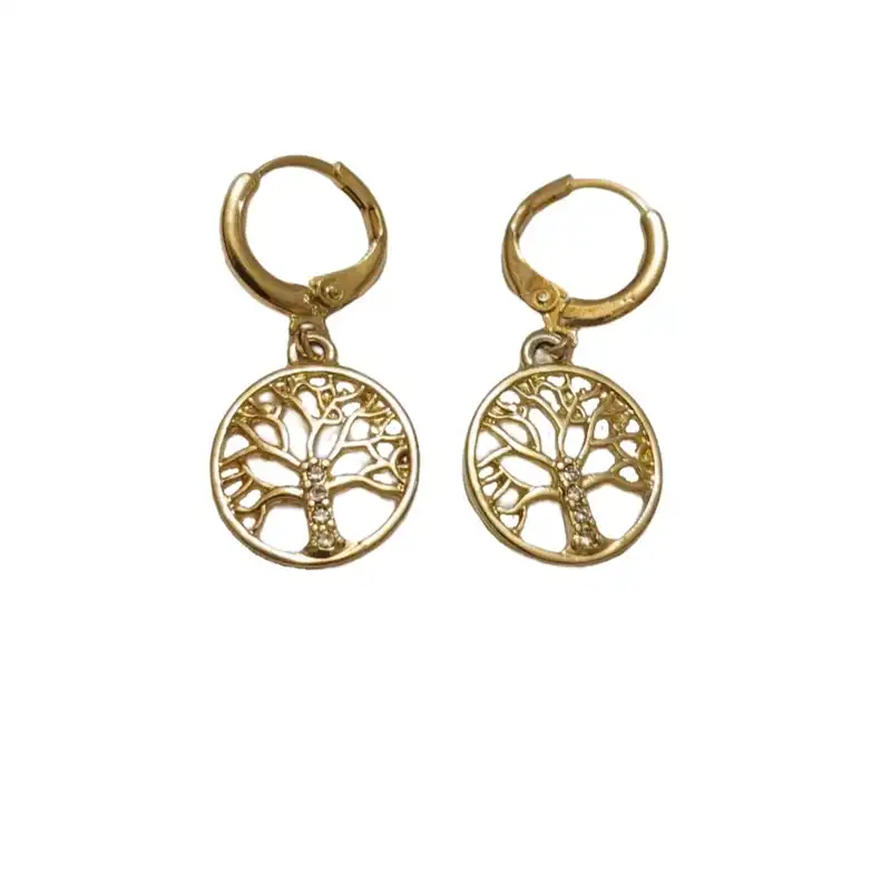 گوشواره زنانه مدل درخت زندگی طلایی