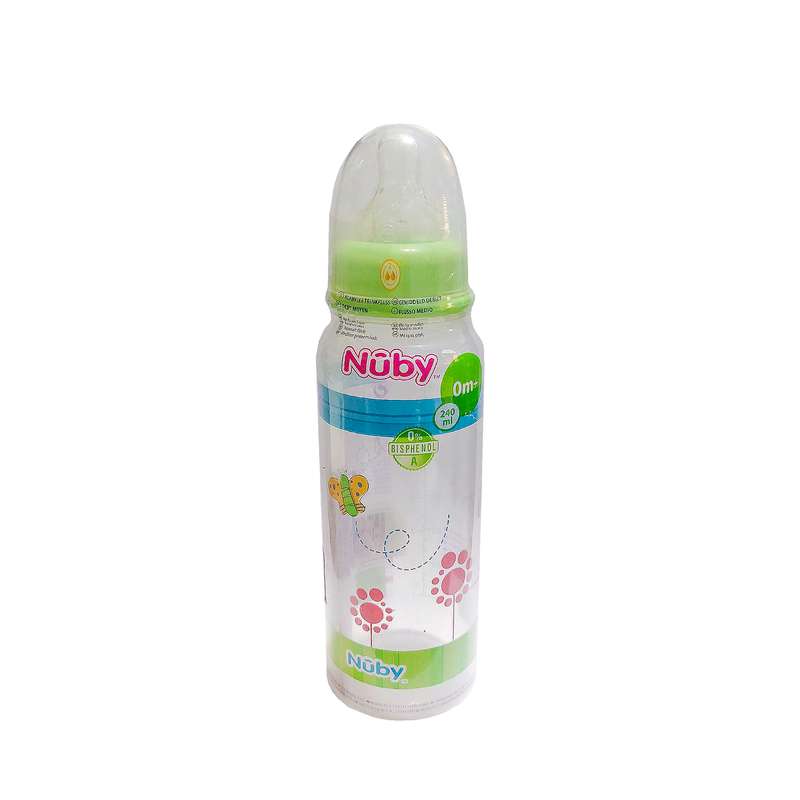 شیشه شیر کودک نوبی طرح پروانه مدل Id1160.2 گنجایش 240 میلی لیتر
