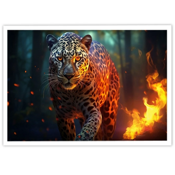 تابلو نوری بکلیت طرح حیات وحش پلنگ مدل W-MID-20295